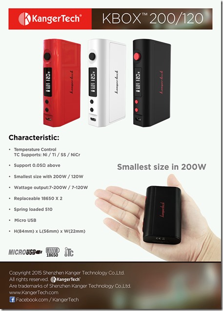 KBOX120 thumb255B2255D 2 - 期待の新製品：Kangertech KBOX 200/120W TC ModのPre-Sale(予約販売)開始(12/06追記)